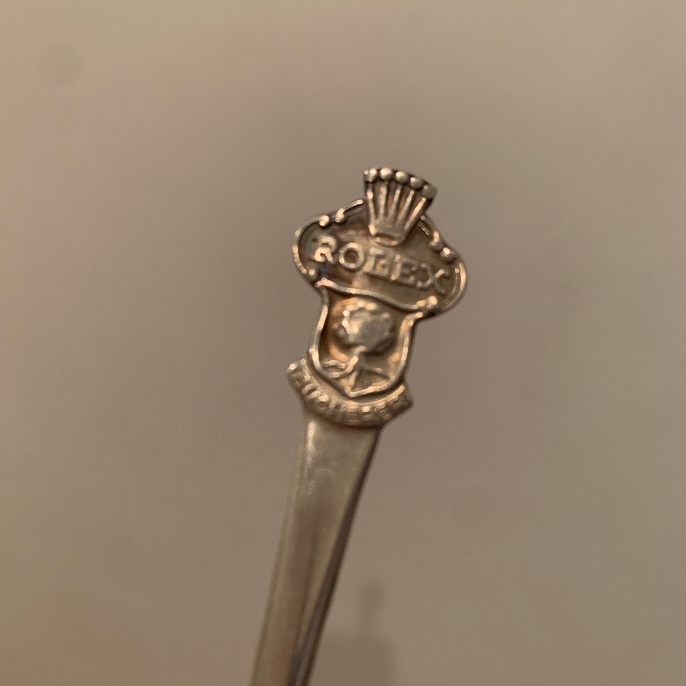 Silver Rolex demitasse spoon